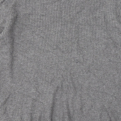 Primark Womens Grey Mock Neck Viscose Pullover Jumper Size 18