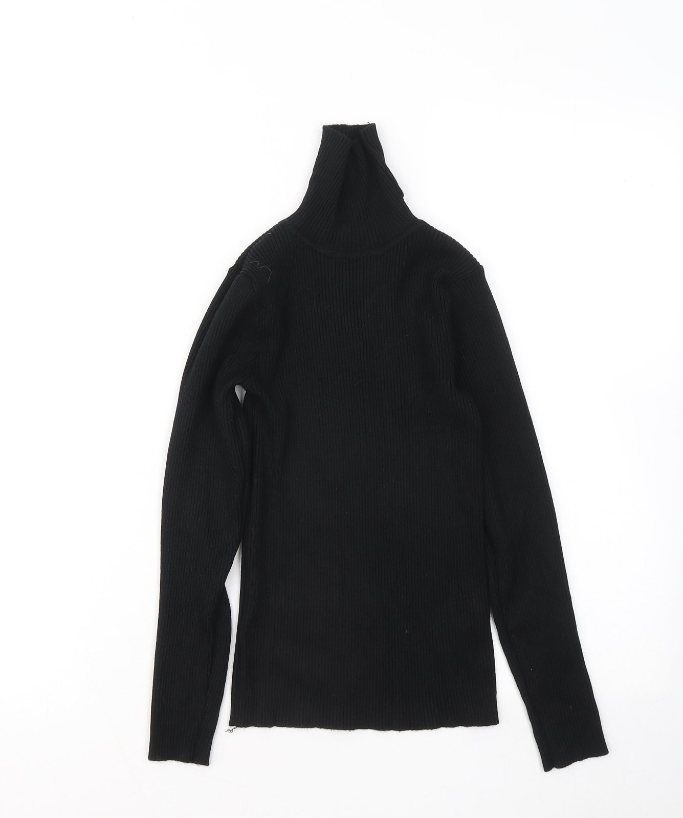 Primark Girls Black Mock Neck Viscose Pullover Jumper Size 10-11 Years
