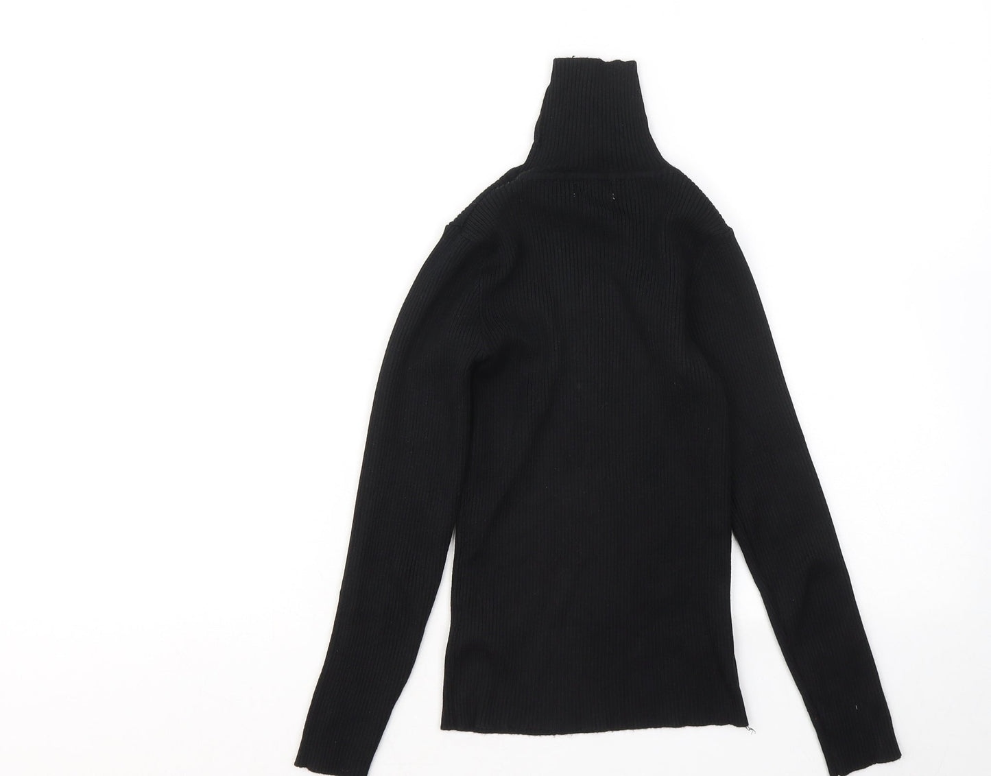 Primark Girls Black Mock Neck Viscose Pullover Jumper Size 10-11 Years
