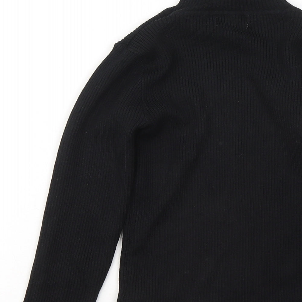 Primark Girls Black Mock Neck Viscose Pullover Jumper Size 10-11 Years