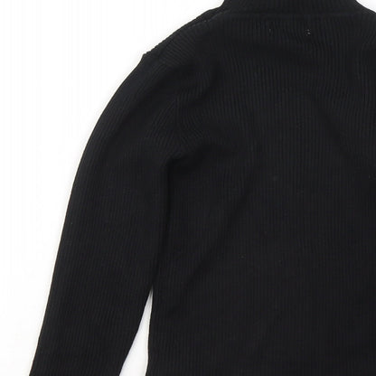 Primark Girls Black Mock Neck Viscose Pullover Jumper Size 10-11 Years