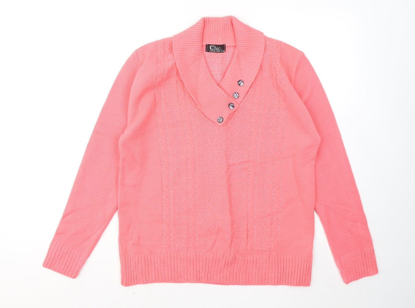 Womens UK Size L CHIC Pink Pullover Jumper