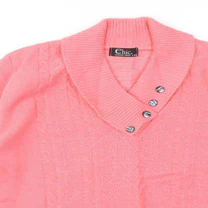 Womens UK Size L CHIC Pink Pullover Jumper