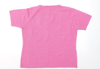 EWM Womens Pink Round Neck Acrylic Pullover Jumper Size 14