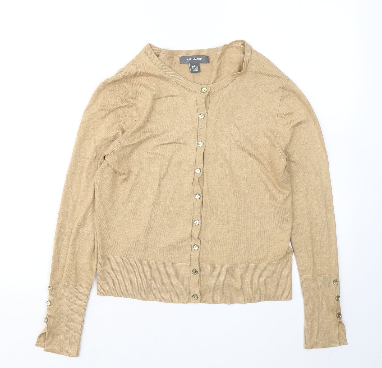Primark Womens Beige Round Neck Viscose Cardigan Jumper Size 12