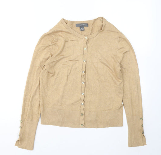 Primark Womens Beige Round Neck Viscose Cardigan Jumper Size 12