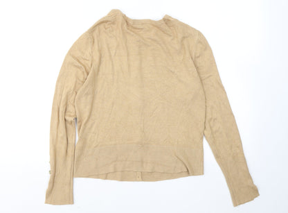 Primark Womens Beige Round Neck Viscose Cardigan Jumper Size 12