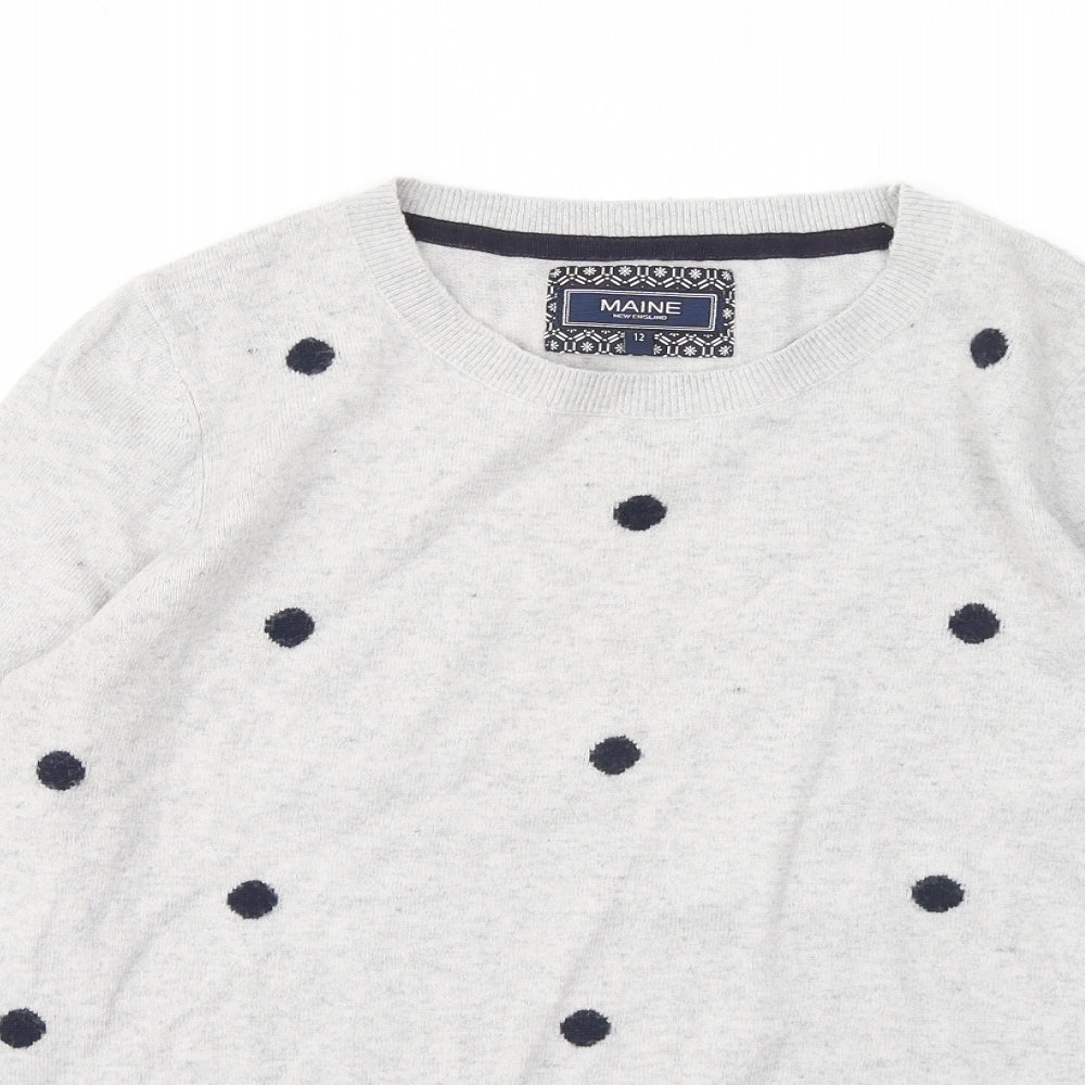 Womens UK Size 12 Maine Grey Pullover Jumper