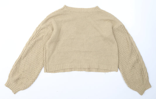 SheIn Womens Brown Round Neck Acrylic Pullover Jumper Size L