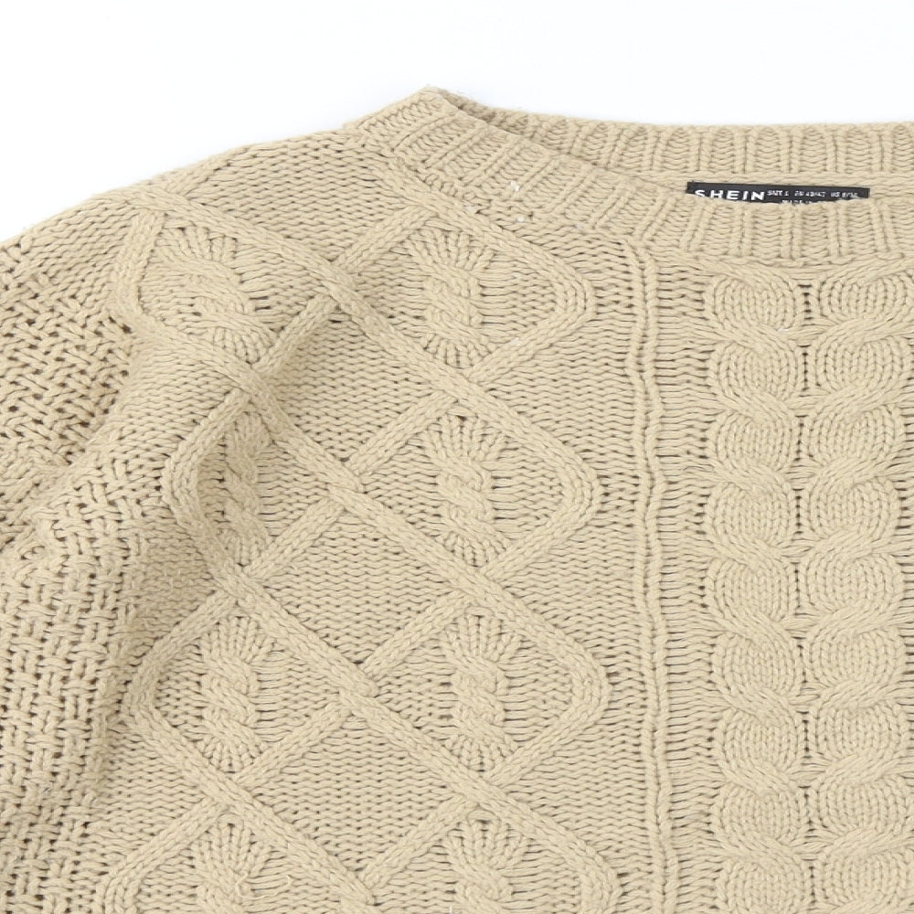 SheIn Womens Brown Round Neck Acrylic Pullover Jumper Size L