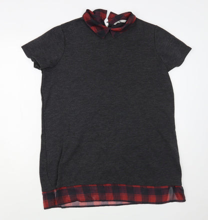 TU Womens Grey Polyester Tunic Blouse Size 16 Collared