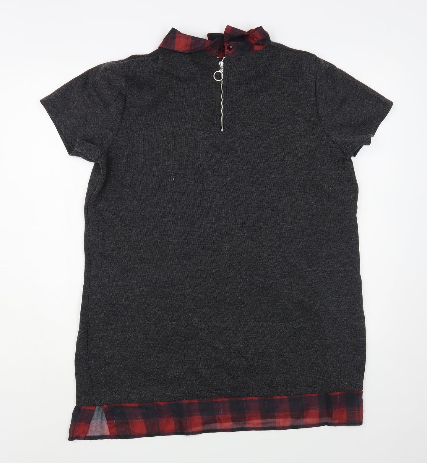 TU Womens Grey Polyester Tunic Blouse Size 16 Collared