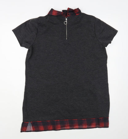 TU Womens Grey Polyester Tunic Blouse Size 16 Collared