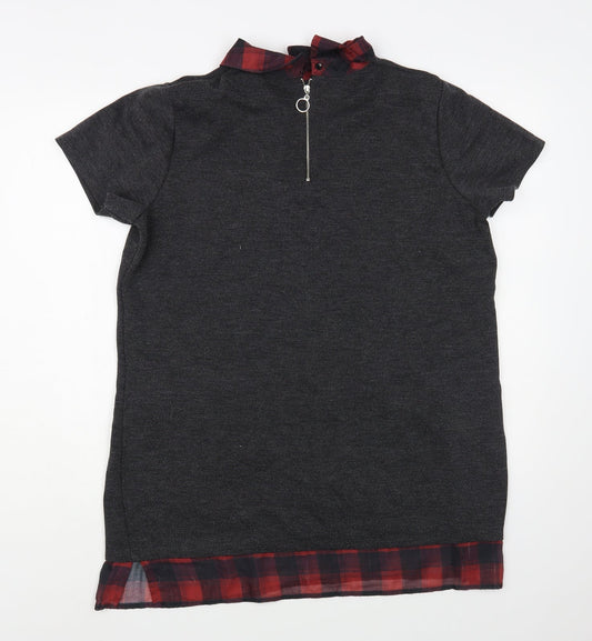 TU Womens Grey Polyester Tunic Blouse Size 16 Collared