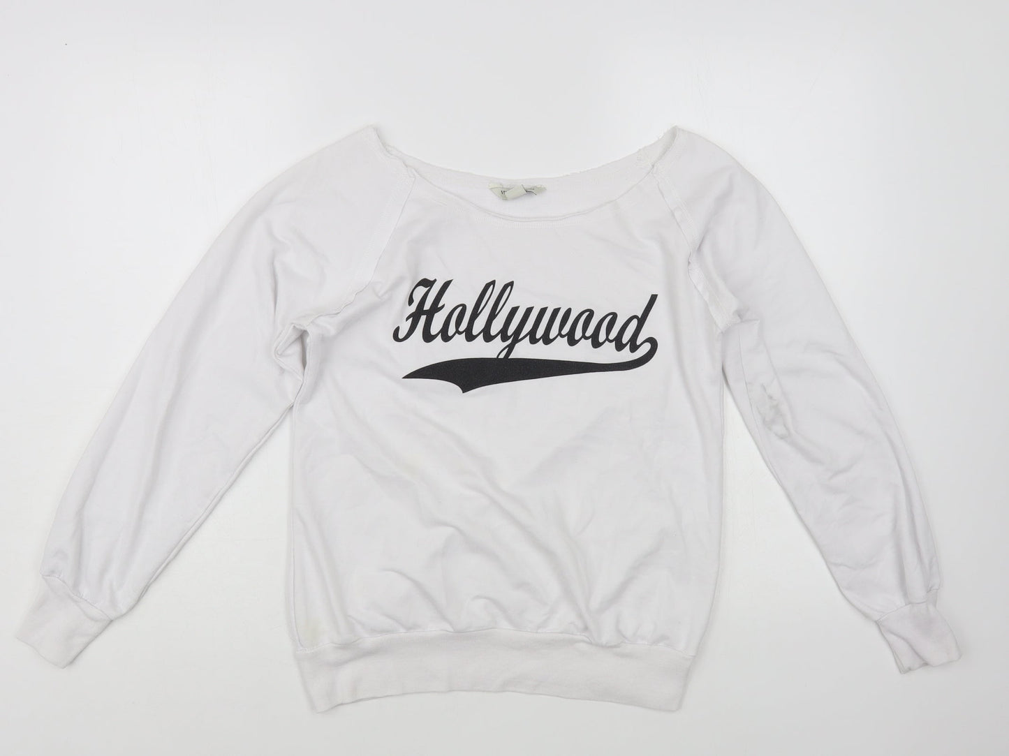 Vintage Girl Womens White Cotton Pullover Sweatshirt Size S Pullover - Hollywood