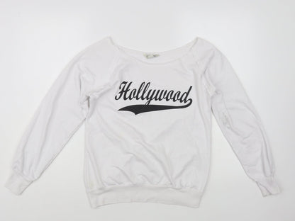 Vintage Girl Womens White Cotton Pullover Sweatshirt Size S Pullover - Hollywood