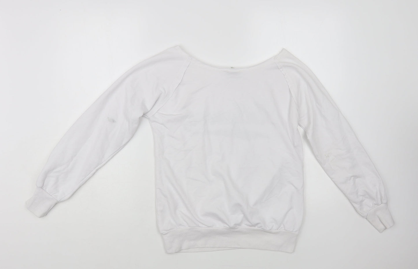 Vintage Girl Womens White Cotton Pullover Sweatshirt Size S Pullover - Hollywood