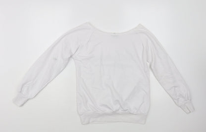 Vintage Girl Womens White Cotton Pullover Sweatshirt Size S Pullover - Hollywood