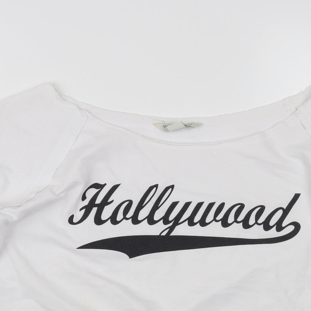 Vintage Girl Womens White Cotton Pullover Sweatshirt Size S Pullover - Hollywood