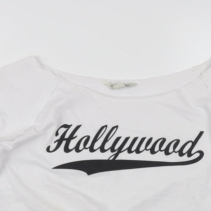 Vintage Girl Womens White Cotton Pullover Sweatshirt Size S Pullover - Hollywood