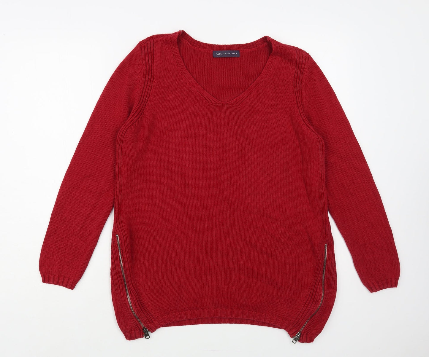 Womens UK Size 10 Marks and Spencer Red Pullover Jumper