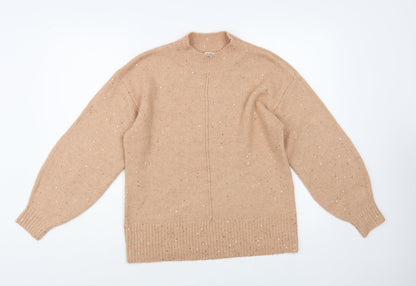 George Womens Pink Mock Neck Acrylic Pullover Jumper Size S