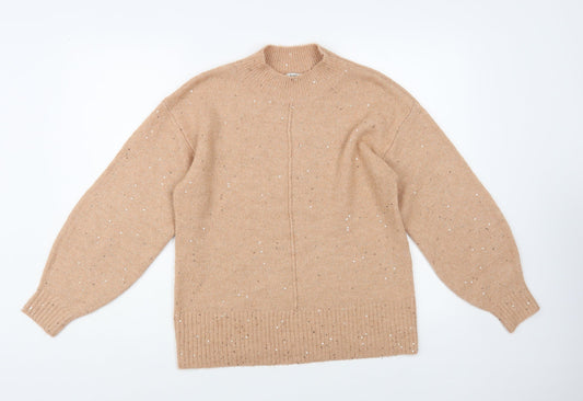 George Womens Pink Mock Neck Acrylic Pullover Jumper Size S