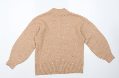 George Womens Pink Mock Neck Acrylic Pullover Jumper Size S