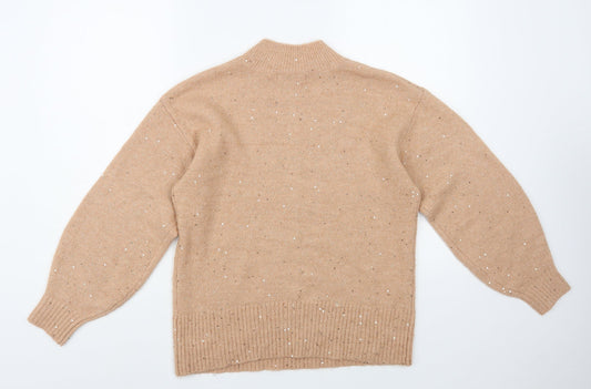 George Womens Pink Mock Neck Acrylic Pullover Jumper Size S