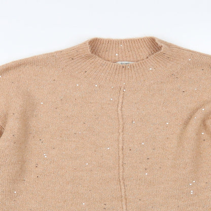 George Womens Pink Mock Neck Acrylic Pullover Jumper Size S