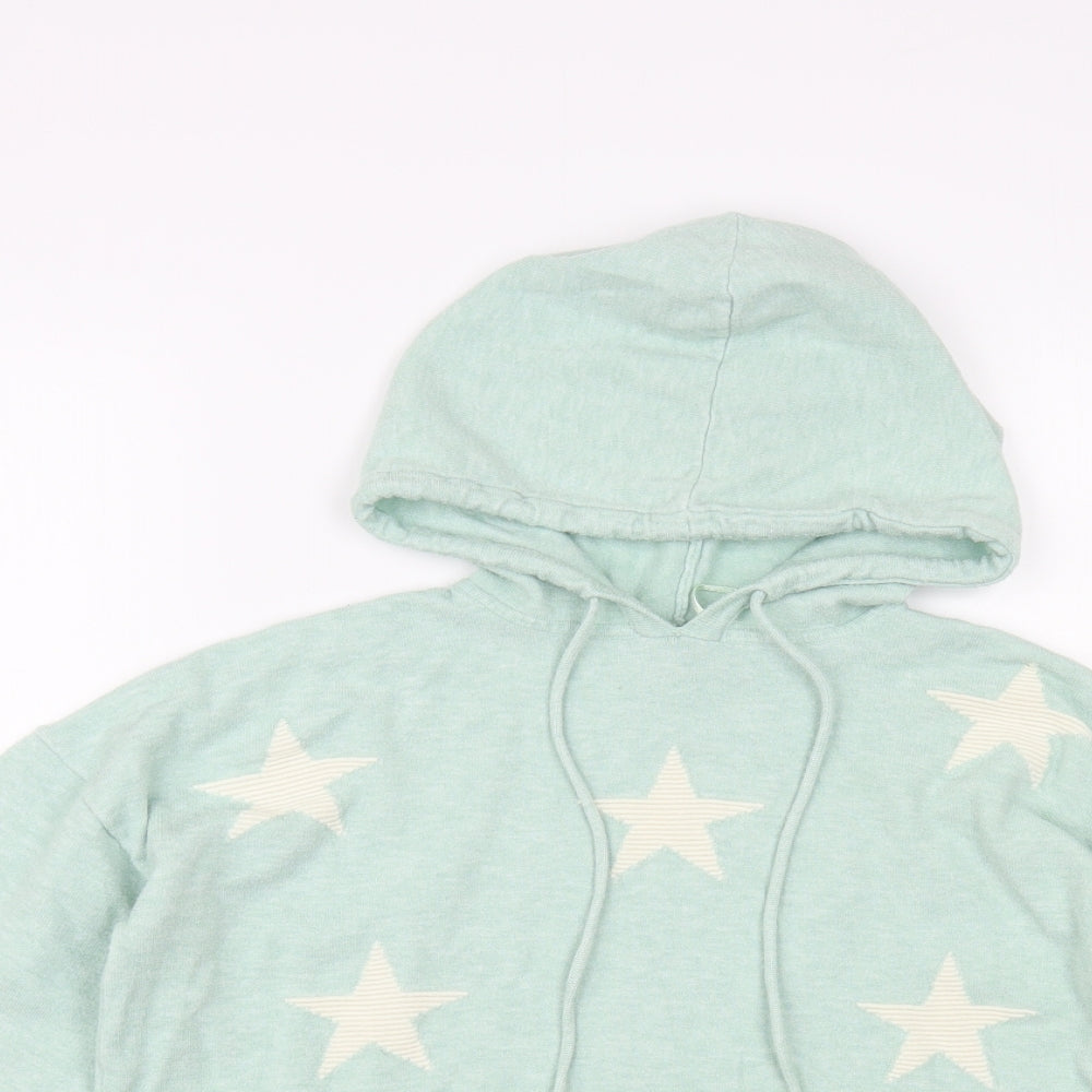 F&F Womens Green Round Neck Geometric Polyester Pullover Jumper Size M - Star Pattern