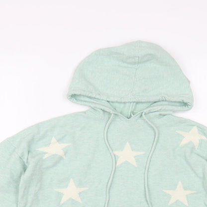 F&F Womens Green Round Neck Geometric Polyester Pullover Jumper Size M - Star Pattern