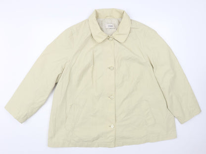 Classic Womens Beige Pea Coat Coat Size L Button