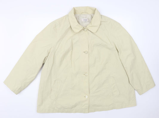 Classic Womens Beige Pea Coat Coat Size L Button