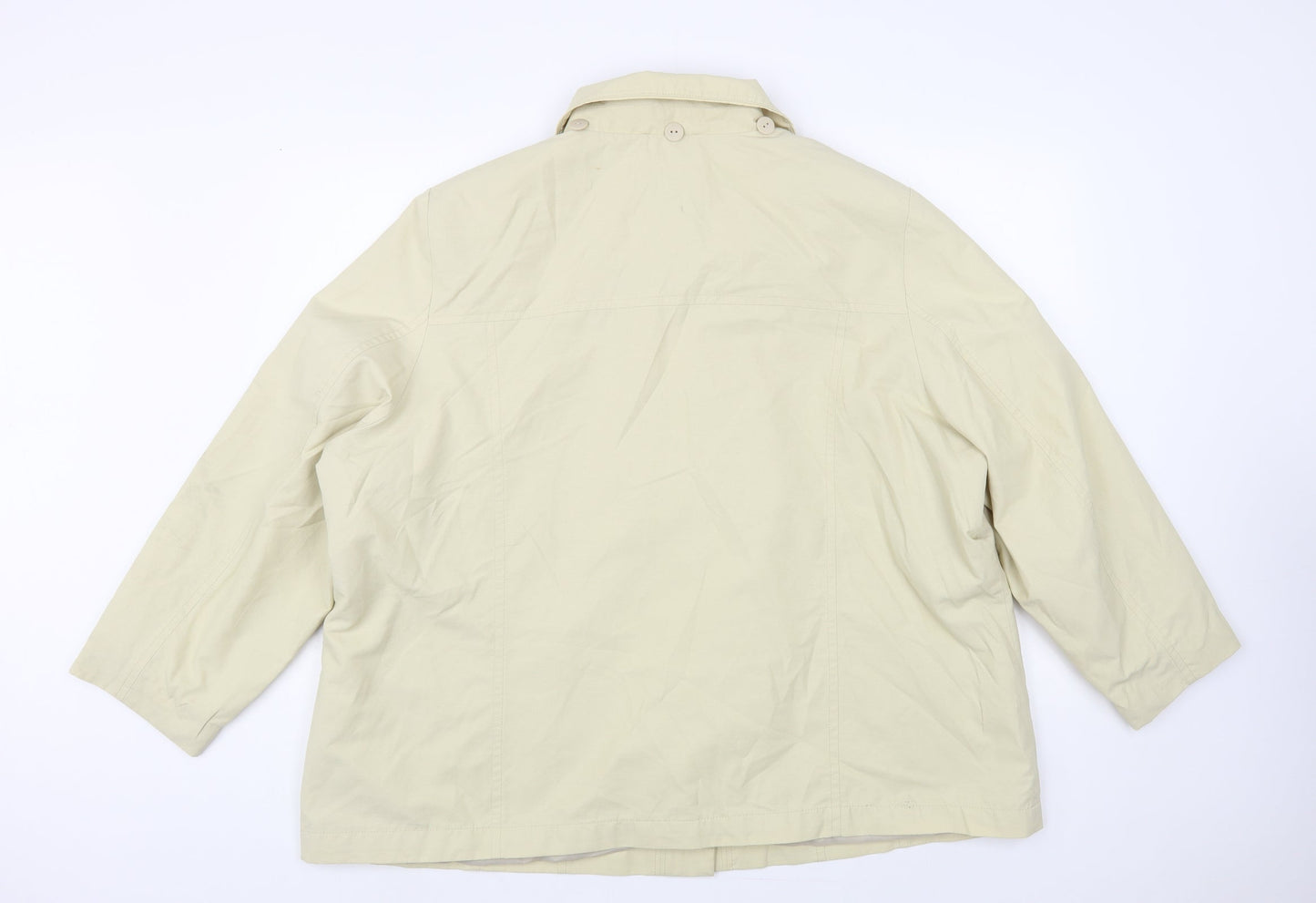 Classic Womens Beige Pea Coat Coat Size L Button