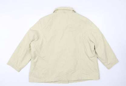 Classic Womens Beige Pea Coat Coat Size L Button