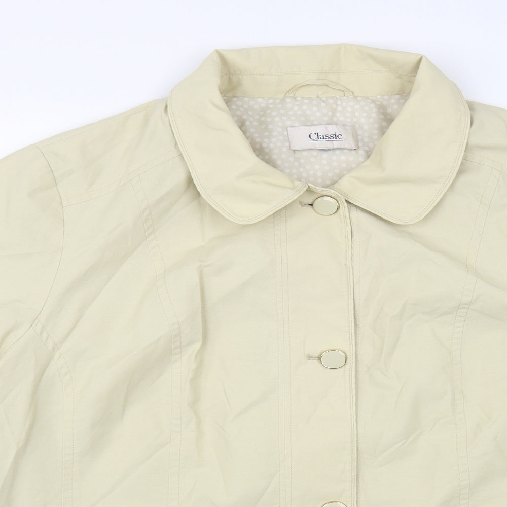 Classic Womens Beige Pea Coat Coat Size L Button