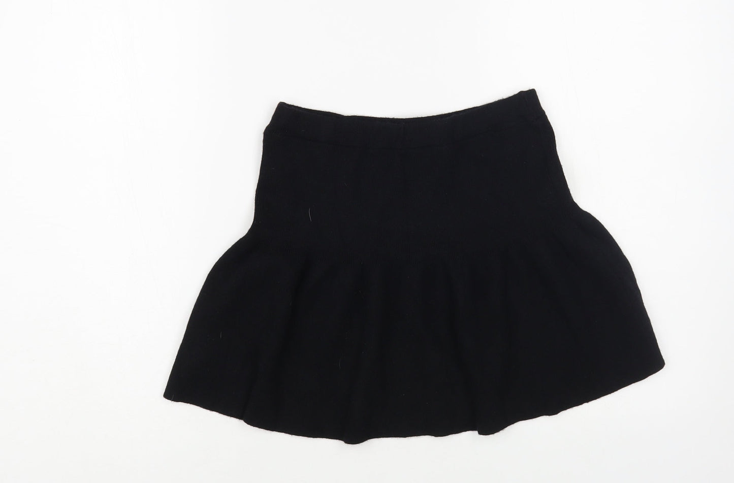 Preworn Girls Black Viscose A-Line Skirt Size 9-10 Years Regular