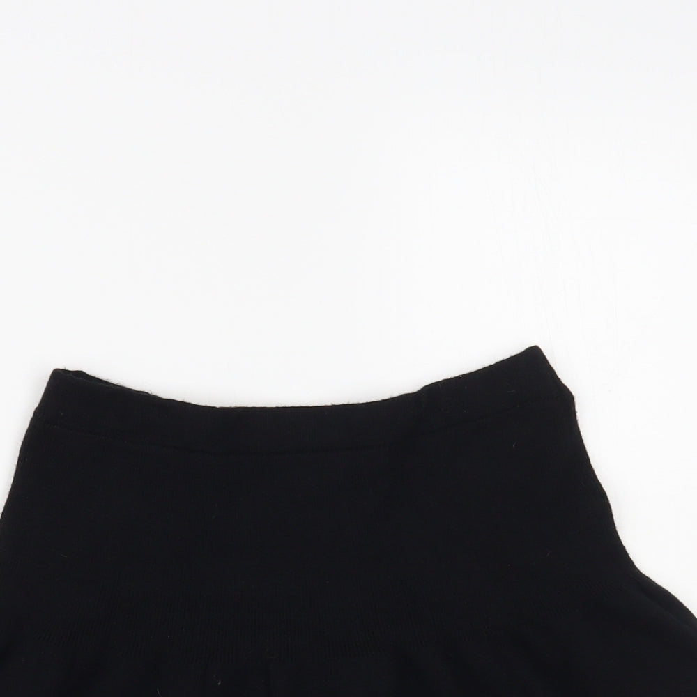 Preworn Girls Black Viscose A-Line Skirt Size 9-10 Years Regular