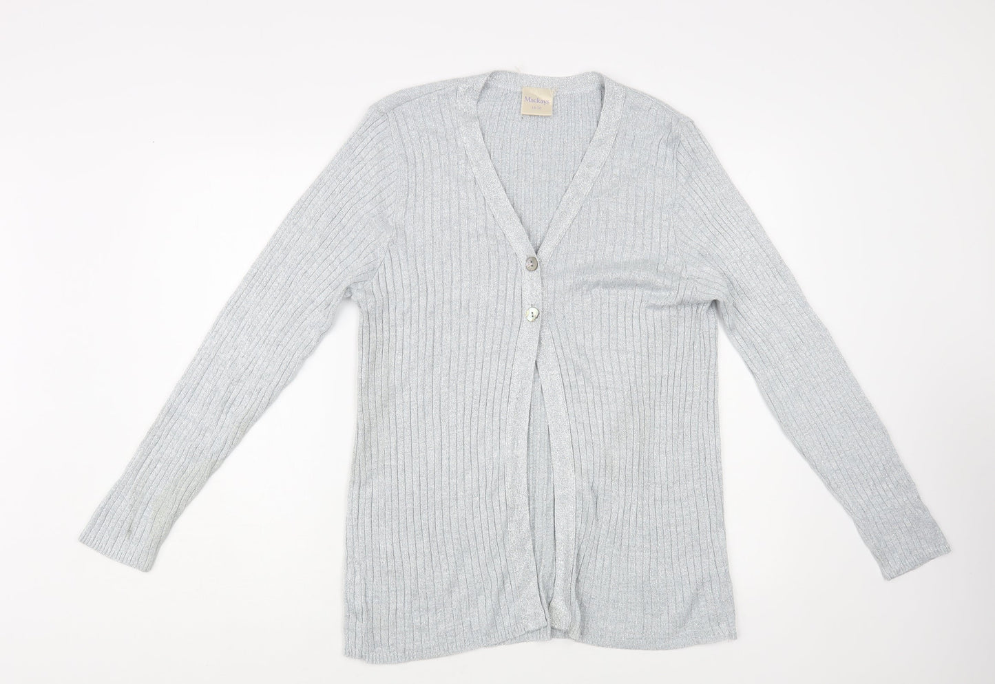 Womens UK Size 18 Mackays Silver Cardigan Jumper