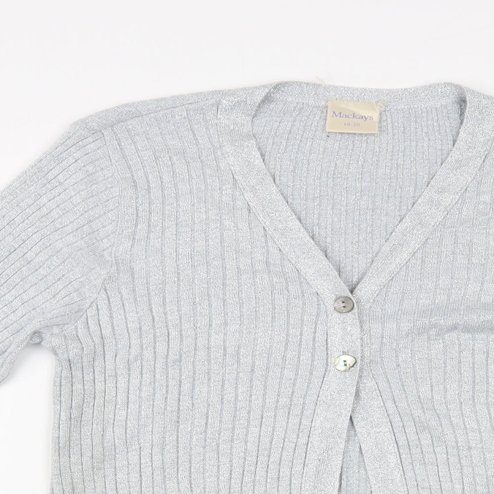Womens UK Size 18 Mackays Silver Cardigan Jumper