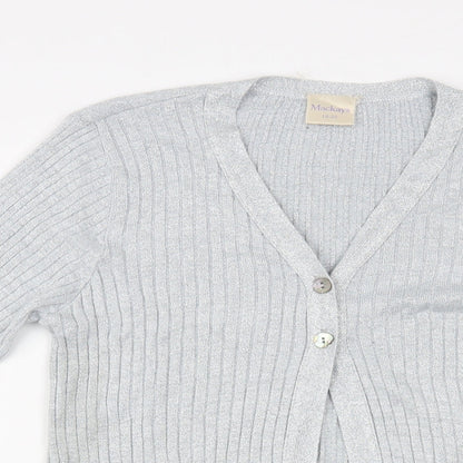 Womens UK Size 18 Mackays Silver Cardigan Jumper