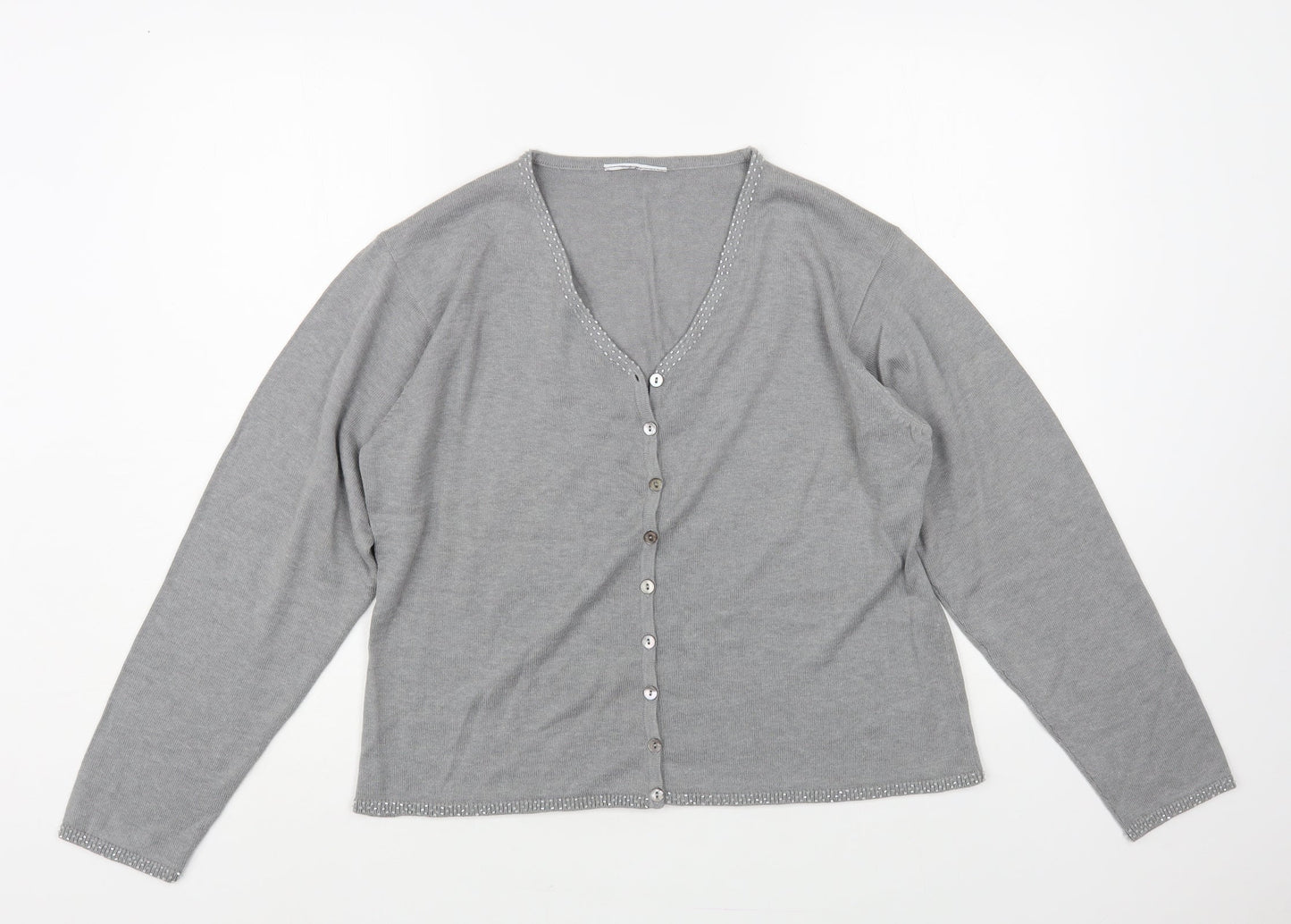 Womens UK Size M Preworn Grey Cardigan Jumper