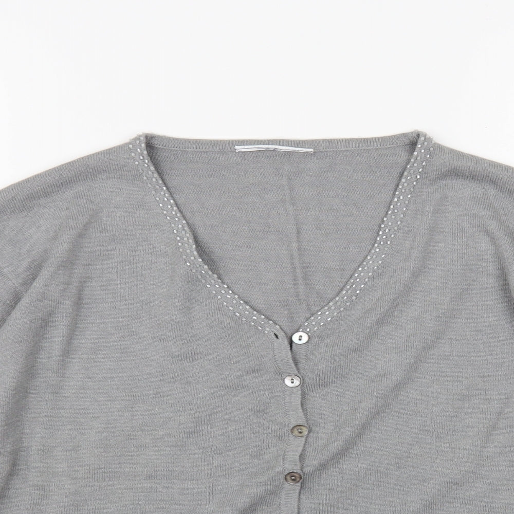 Womens UK Size M Preworn Grey Cardigan Jumper