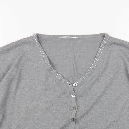 Womens UK Size M Preworn Grey Cardigan Jumper
