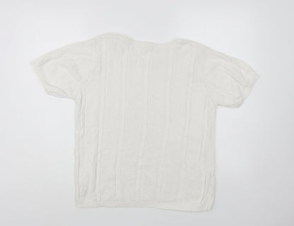 IsaBELLE Womens White Crew Neck Cotton Pullover Jumper Size M