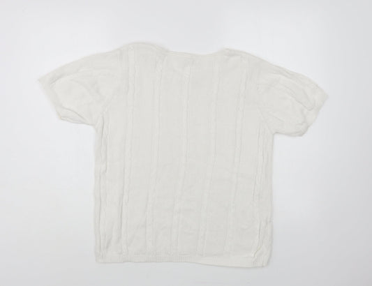 IsaBELLE Womens White Crew Neck Cotton Pullover Jumper Size M