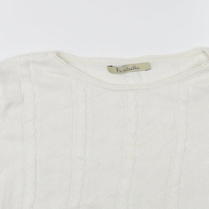 IsaBELLE Womens White Crew Neck Cotton Pullover Jumper Size M