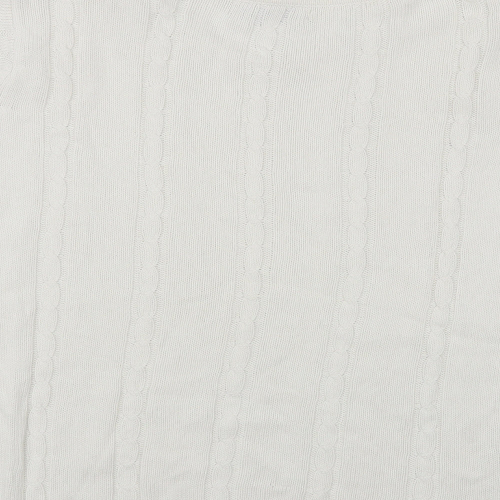 IsaBELLE Womens White Crew Neck Cotton Pullover Jumper Size M