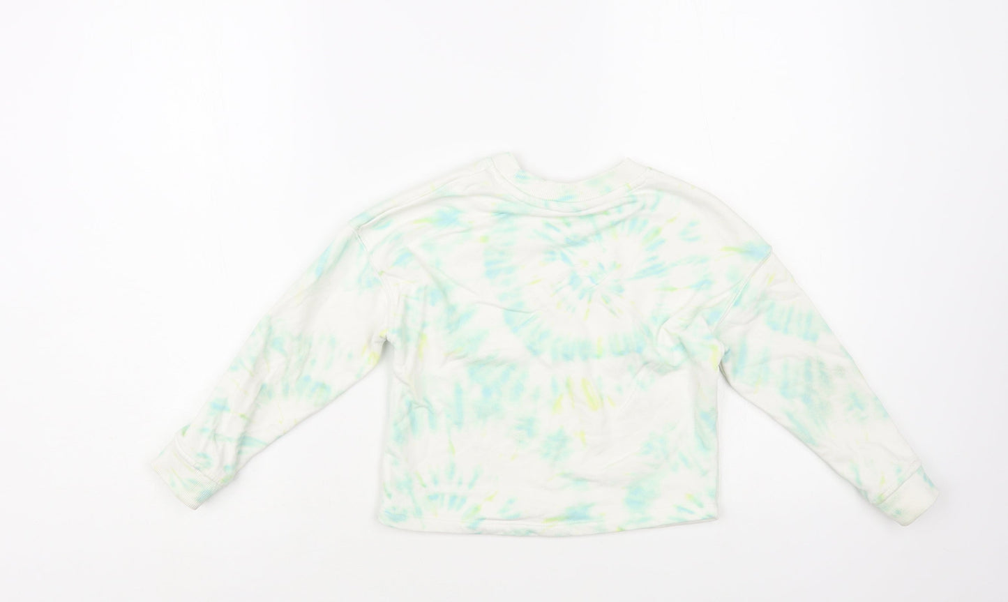TU Girls White Geometric Cotton Pullover Sweatshirt Size 6 Years Pullover - Tie-Dye